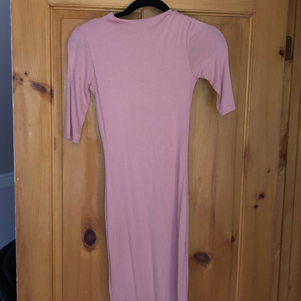 Baby pink 3/4 sleeve bodycon dress